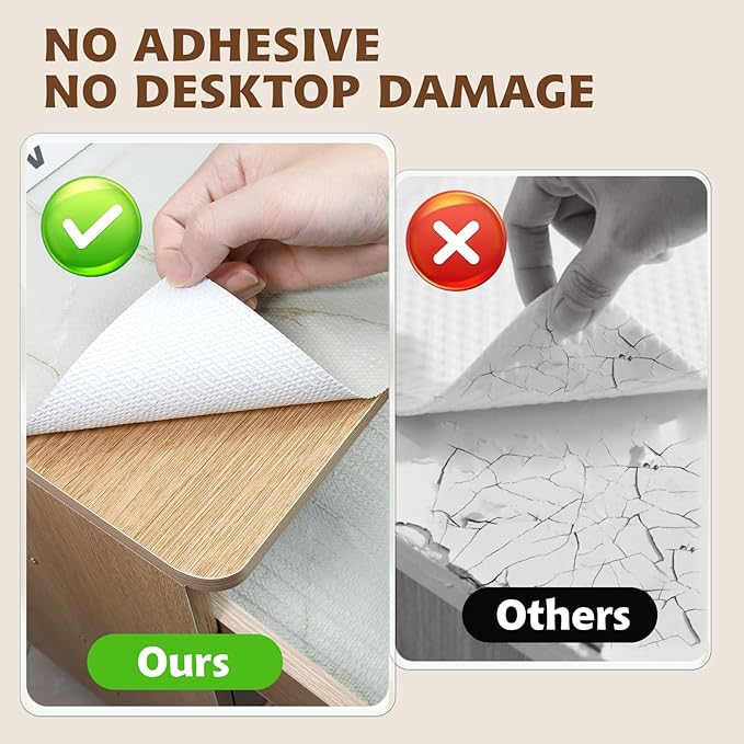 2-Layer Drawer and Shelf Liner for Kitchen Cabinet: 12in X 20Ft Non Slip Waterproof Shelf Paper Non Adhesive Refrigerator Liners Cyan Marble Easy Liners for Bathroom with Knife Tape Measure - Image 5