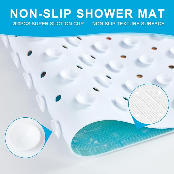 XIYUNTE Baby Bath Mat for Tub Non Slip Kids Bath Mat - 40''x16'' Extra Long Cartoon Bathtub Mat Non Slip Kids Shower Mat Eco-Friendly Toddler Bath Mats with Suction Cups, Machine Washable, Map - Image 3