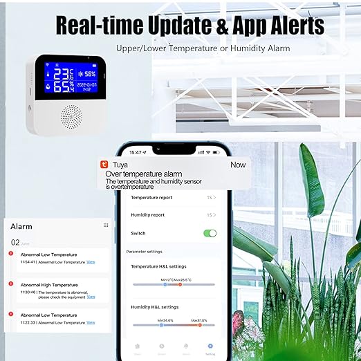WiFi Thermometer Hygrometer with Waterproof Probe: Smart Temperature Humidity Sensor with LCD Backlit Screen & Calibration Function, App & Buzzer Alert, Indoor Temperature Monitor for Home Pet - Image 2