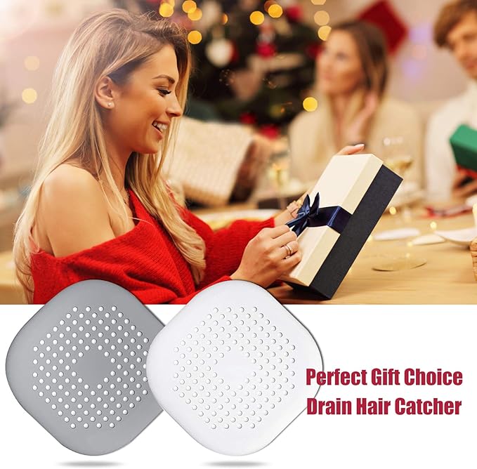 Hair Drain Catcher,Square Drain Cover for Shower Silicone Hair Stopper with Suction Cup,Easy to Install Suit for Bathroom,Bathtub,Kitchen 2 Pack (Grey White) - Image 7