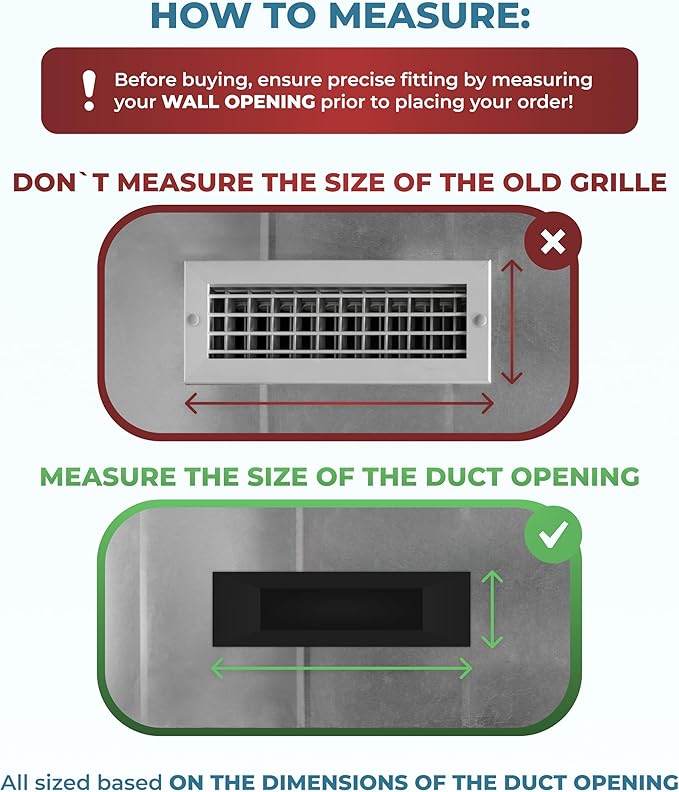 Aluminum 12 x 6 In (Duct Opening) Heater Vent Deflector Wall AC Grille – Premium Register Vent Cover – Durable Rustproof Wall Grille – Overall Size 13-5/8 x 7-5/8 Inch – Adjustable Front Blades, White - Image 2