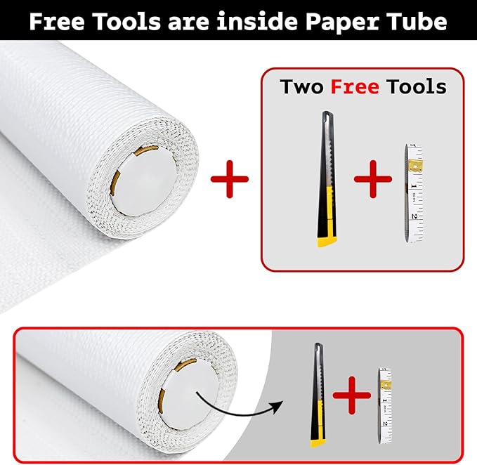 Shelf and Drawer Liner for Kitchen Cabinet, Non Adhesive Non Slip Thickened Cabinet Liners for Shelves, Refrigerator Cupboard Liners with Knife and Tape Measure, White, 12 in x 20 Feet - Image 6
