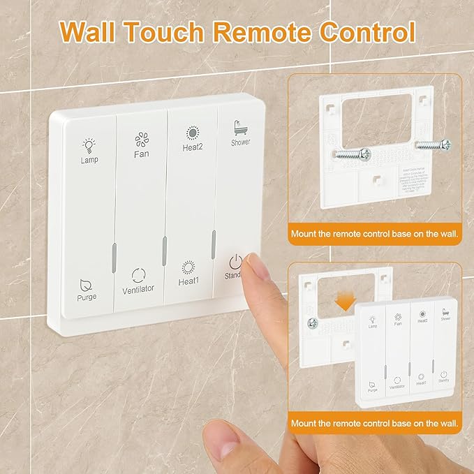13.8 IN Bathroom Exhaust Fan with Light and Heater 1800W, 4 in 1 220 CFM Bathroom Exhaust Fan with Heater, 12W LED Light, Metal Housing 1.0 Sone with Heating, Ventilation, Remote Control - Image 7