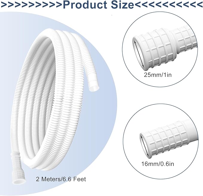Universal Dehumidifier Drain Hose 6.6 Feet Air Conditioner Hose with Cut-Table Rubber Adapter Connect Clamp and Teflon Tape, Drain Pipe for Dehumidifiers, Air Conditioners - Image 2