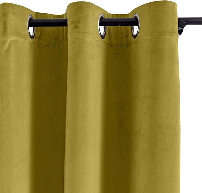 ChadMade Blackout Lined Premium Velvet Curtain Fawn 50Wx120L Inch (1 Panel), Eyelet Grommet for Livingroom Bedroom Theater Studio, Leon Collection - Image 2