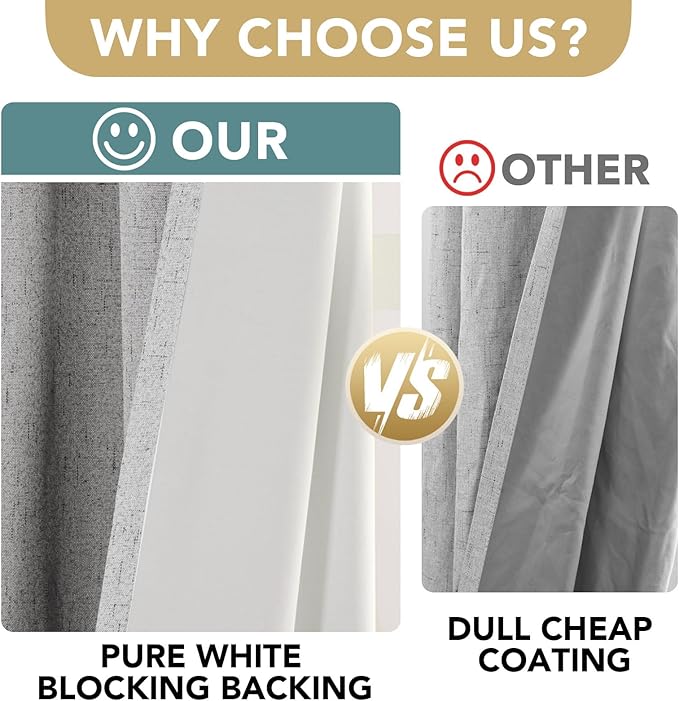 H.VERSAILTEX Linen Blackout Curtains Durable Thick Textured Linen Look 100% Blackout Patio Door Curtain Anti Rust Grommet Extra Wide Sliding Door Curtain Panel, Glacier Gray, W100 x L96 inch - Image 3