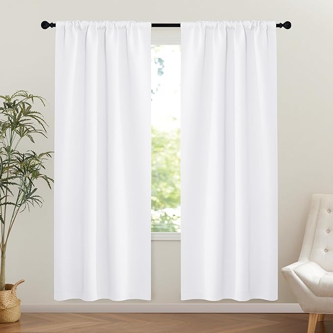 NICETOWN 1 Panel Blackout Door Curtain, Thermal Insulated Privacy Window Covering for Patio French Front Door Sidelight Curtain, Rod Pocket and Ceiling Track, W36 x L72 inch, Pure White by NICETOWN