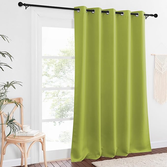 NICETOWN Patio Blackout Curtain Panels - Extra Wide Sliding Door Thermal Insulated Drape, Privacy Room Divider Curtain for Bedroom Office (Fresh Green, 66 x 118 Inch Long) - Image 8
