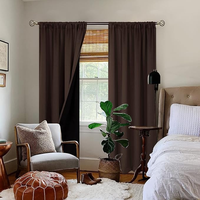 BGment Brown 100% Blackout Curtains for Living Room 108 Inch Length, Extra Long Room Darkening Noise Light Blocking Heavy Rod Pocket Dining Room Window Curtains 2 Panels Set, Each Panel 52 Wide - Image 2