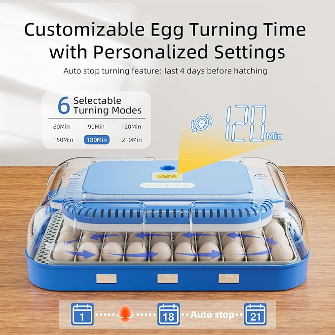 70 Egg Incubator for Hatching Eggs, Intelligent Incubator with high Hatch Rate - DualPower System, Auto Temperature & Humidity Control for 30+ Species, 360° Observation Dome & Cold Spectrum Candling - Image 3