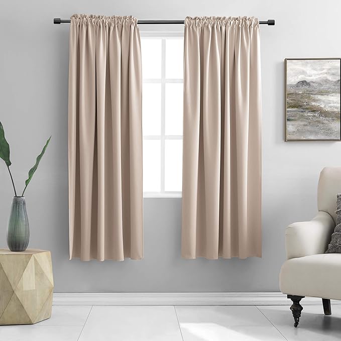 DONREN Living Room Curtain Panels,Energy Saving Thermal Insulated Room Darkening Drapes/Draperies (Warm Taupe,1 Pair,42 by 72 inch) by DONREN