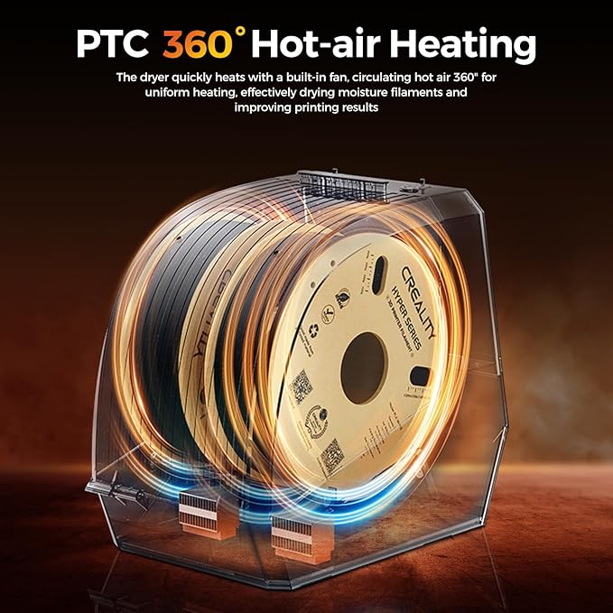Creality Filament Dryer, Dual-Spool Space Pi Filament Storage Box -Double 360° Heating with 110W PTC Heater LCD Touch Screen One-Key Set Filament,Dehydrator 1.75/2.85/3mm with 2KG PETG Black - Image 2