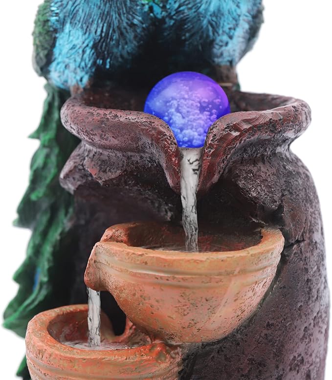 21Inch Art Decorative Animal Statue Bonsai Waterfall Fountain Humidifier with LED Lights, Water Fountains for Living Room, Bedroom, Study, Office, Meditation Room, Yoga Room, Hotel and Library - Image 3