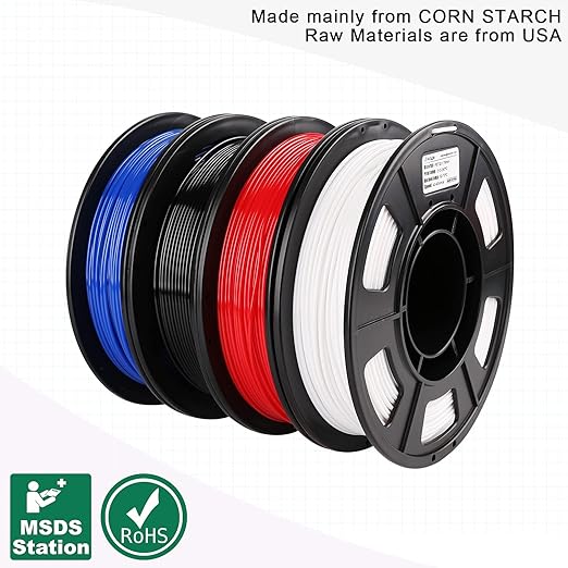 AMOLEN PETG Filament 1.75mm,PETG 3D Printer Filament Bundle,Black,White,Red,Blue Filament,3D Printing Filament Bundle,250g X 4 Spools 4 Colors Multi Color Bundle - Image 7
