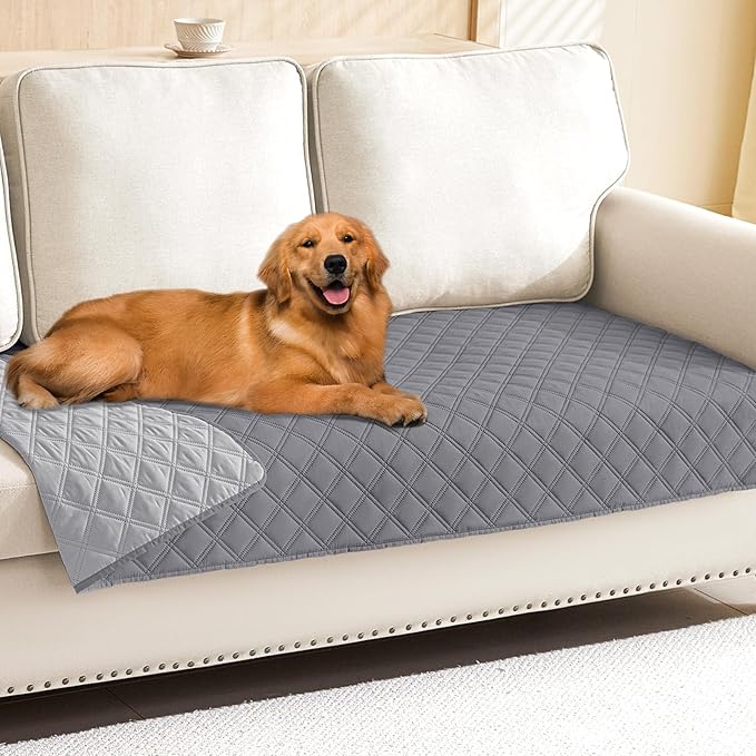 Smiry Waterproof Dog Bed Cover Pet Blanket, Soft Washable Dog Blanket for Furniture Bed Couch Sofa Reversible, Checkered (30"x80", Grey/Light Grey) by Smiry