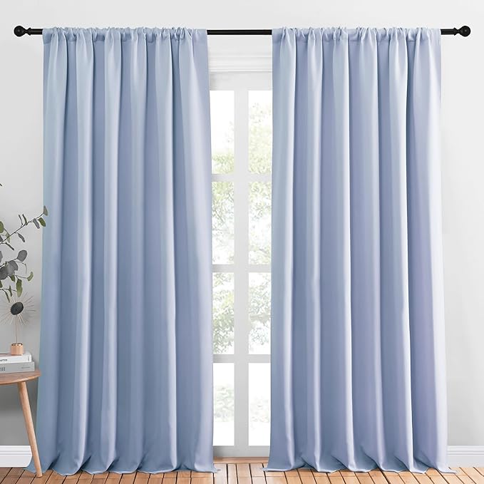 NICETOWN Blackout Curtains Window Draperies, Vintage Blue, Set of 2, 70 by 95 inches Long, Window Treatment Thermal Insulated Solid Room Darkening Drapes for Bedroom by NICETOWN