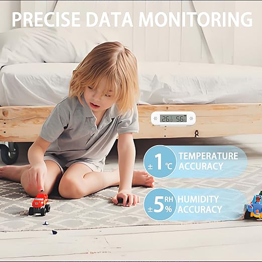 Smart Digital Thermometer Hygrometer, WiFi Indoor Temperature & Humidity Sensor for Home Use, Mini Humidity Monitor with App Remote Monitoring, Data Export, Compatible with Alexa. 4 PCS - Image 3