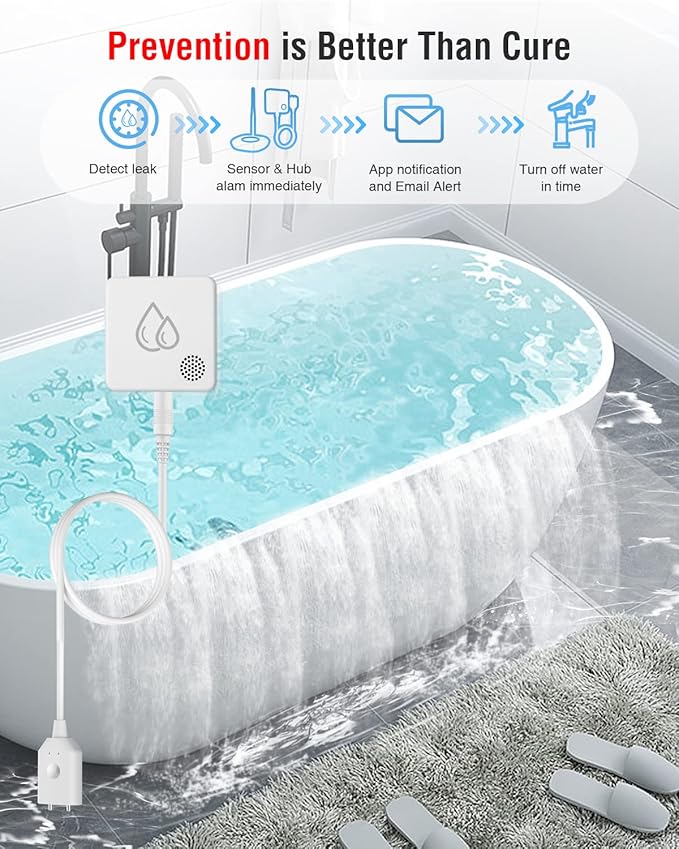 MOCREO SW2 Water Leak Detector Sensor with 95dB Alarm, No Subscription Fee, Home Wireless Flood Monitor for Basement, Laundry, Pipe Leakage, Sink Overflow(MOCREO Hub Required) - Image 8