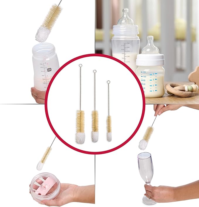 HIC Kitchen Soft-Tip Cleaning Brushes, Non-Scratch Microfiber with Boar Head Bristles, Set of 6 - Image 3