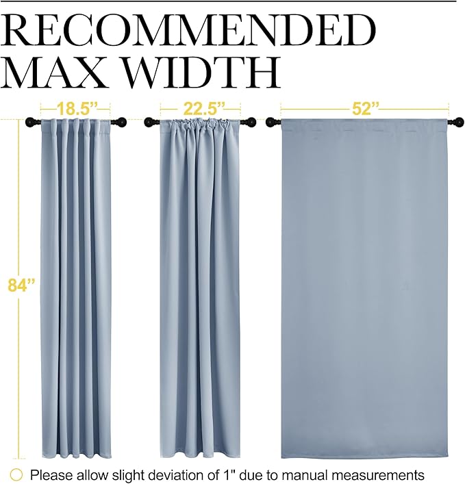 NICETOWN Blackout Curtains and Draperies for Living Room - (Vintage Blue Color) 52 inches Wide by 95 inches Long, Set of 2 Pieces, Insulated Solid Drape Panels - Image 7