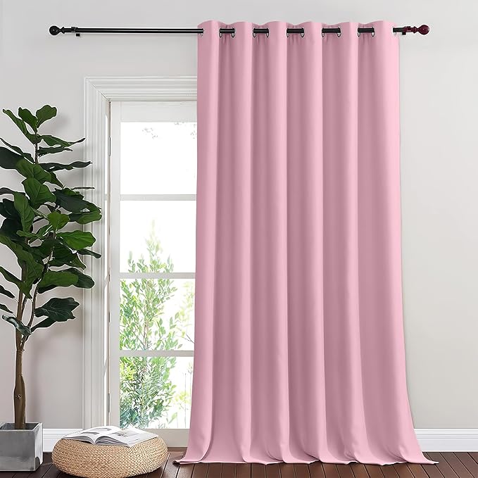 NICETOWN Room Divider Curtain 132 Inches Long, Wide Blackout Sliding Door Curtain for Bedroom, Room Darkening Privacy Window Curtain for Patio Door (1 Panel Set, Rouge Pink, 80 x 132 Inch) by NICETOWN