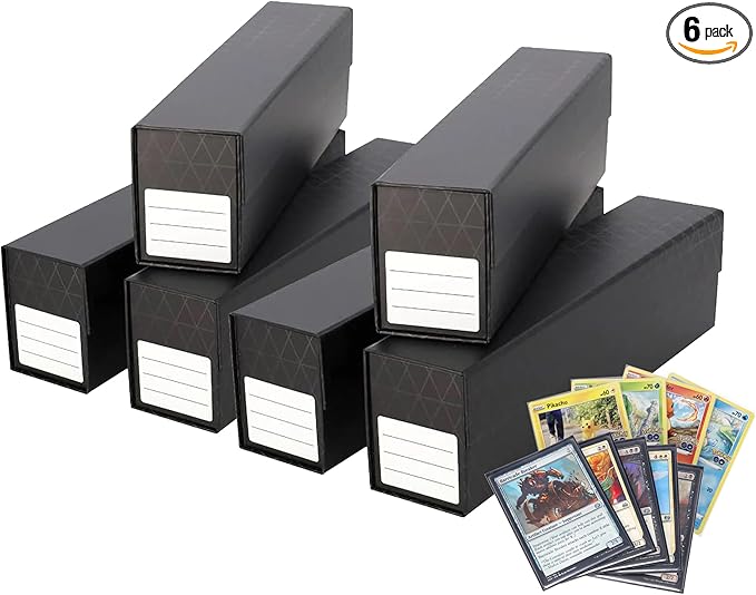BCW QuickFold Card Boxes for Sleeved Cards - 6 Pack | Not for Toploaders | Magnetic Closure Card Storage Box | Holds 500 to 1200 Cards Each | Fits Trading Card Dividers | Easy to Assemble by BCW