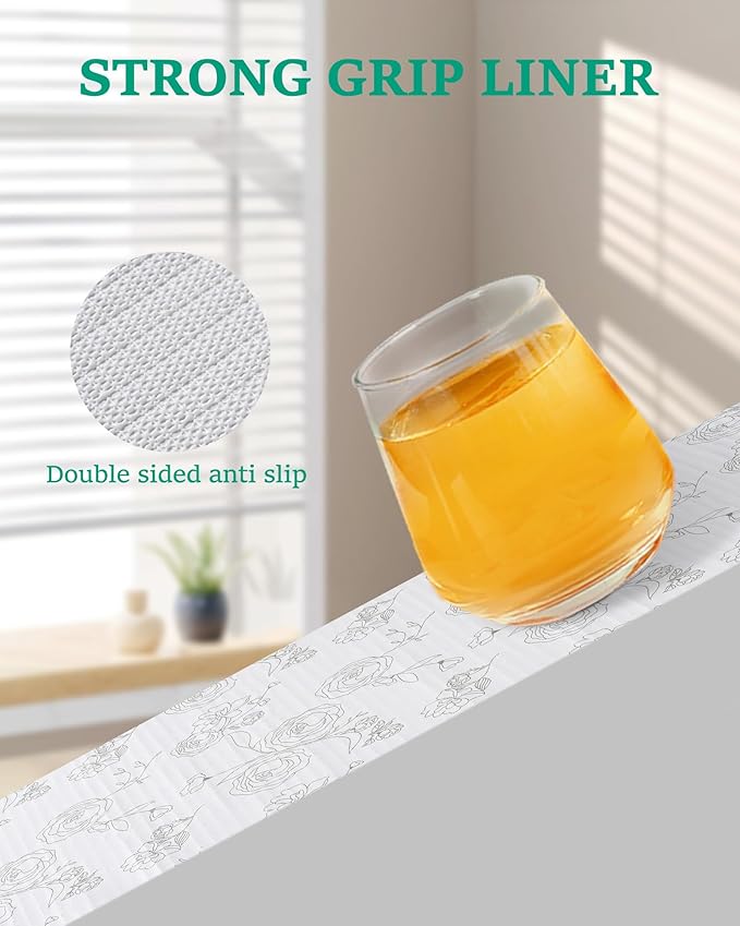 Floral Drawer Liner for Kitchen Cabinets Non-Adhesive Shelf Liner Non-Slip Strong Grip Cabinet Liners Thickened Mats Protective Paper Easy to Clean for Tool Box Pantry (12In x 10FT) - Image 5