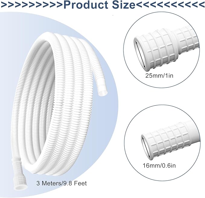 Universal Dehumidifier Drain Hose 10 Feet Air Conditioner Hose with Cut-Table Rubber Adapter Connect Clamp and Teflon Tape, Drain Pipe for Dehumidifiers, Air Conditioners - Image 2