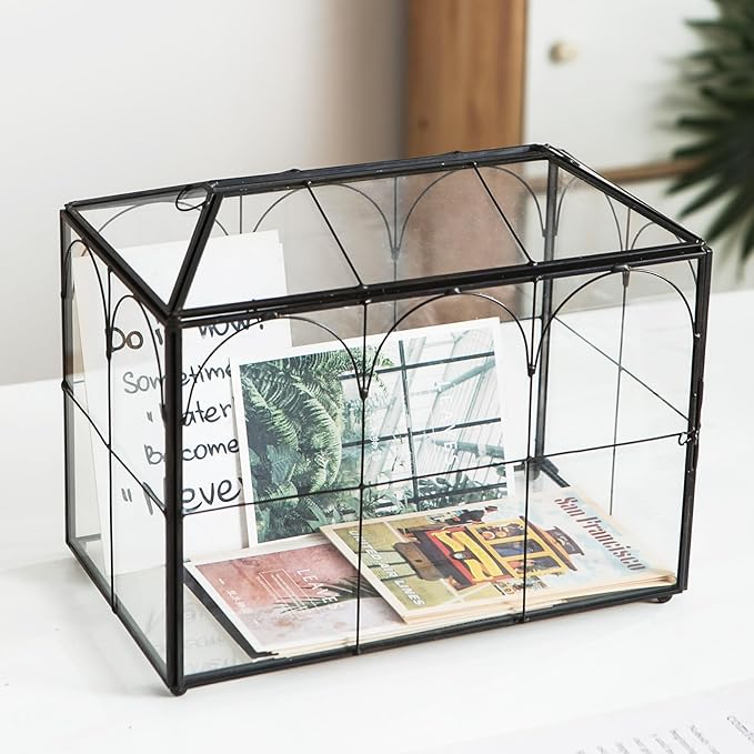 Wedding Card Box with Slot, 10.2'' Large Black Glass Card Boxes for Reception, Clear Decorative Storage Box with Lock for Baby Shower, Birthday Party, Christmas, Bridal Shower - Image 4