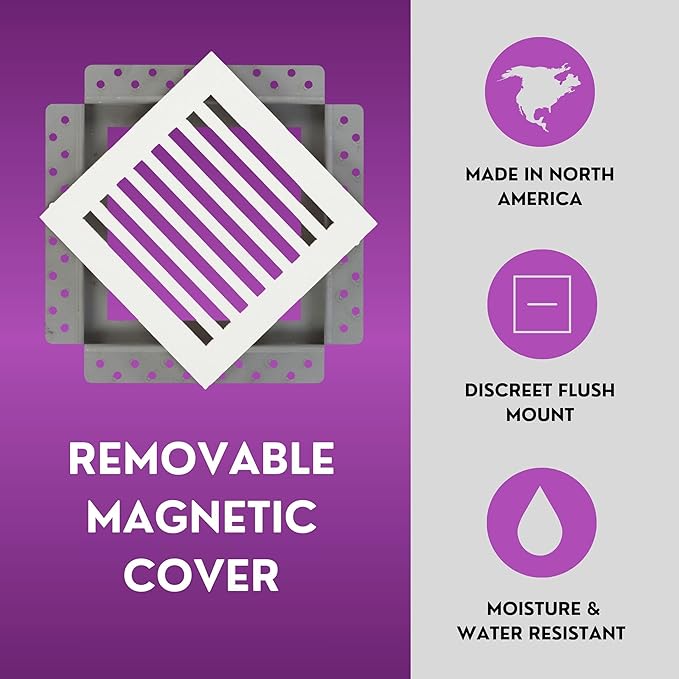 SilhouEase SE8 Magnetic Exhaust Fan Cover & Removable Return Vent, Flush Mount Panel for Ceilings & Walls, Moisture Resistant, Easy Access, Paintable, for Home & Commercial Use (8" x 8") - Image 3