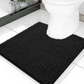 Smiry Luxury Chenille Toilet Rugs U-Shaped 20x20, Soft Absorbent Non-Slip Contour Bathroom Rugs for Toilet, Machine Washable Contoured Bath Mats, Black by Smiry