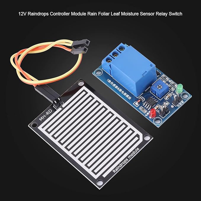 Rain Sensor Relay, 12V Raindrops Controller Module for Weather Monitoring Plant Leaf Humidity Sensor Relay Switch, Sensor Blocks - Image 9