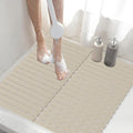 ​Shower Mat Non-Slip Bath Mat for Tub and Shower Stall,200+ Suction Cups with Drain Holes, Quick Dry Machine Washable, Extra Grip for Stand Up Showers, Bathroom Essentials 24x24 Inch (Light Brown) by BYTANA