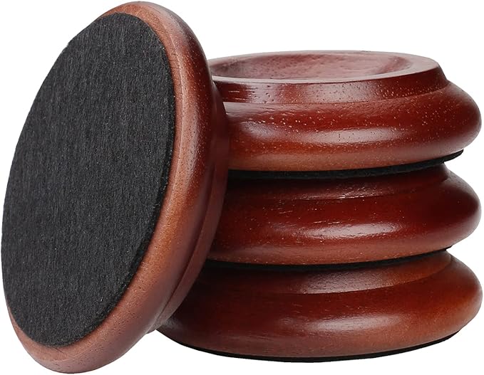 4 Pcs Solid Wood Upright Piano Caster Cups,Furniture Caster Cups,HilerPunk Sofas Beds Chairs Wheel Caster Cups Pads,with Non-Slip & Anti-Noise Felt Pads,for Hardwood Floor Protectors-Dark Brown by HilerPunk