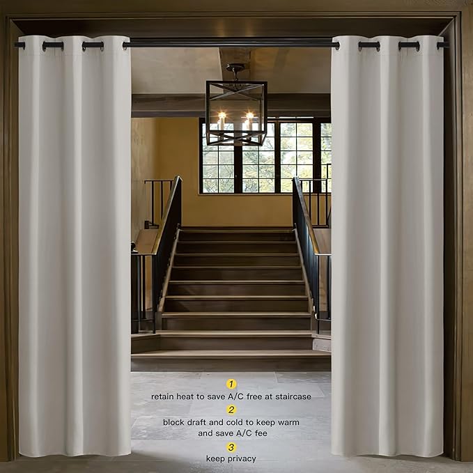 NICETOWN Natural Door Curtain for Doorway Privacy, 80 Inch Length, Room Divider Cover, Blackout Temporary Insulated Closet Panel for Bedroom (1 Panel, 2.8ft Wide) - Image 2