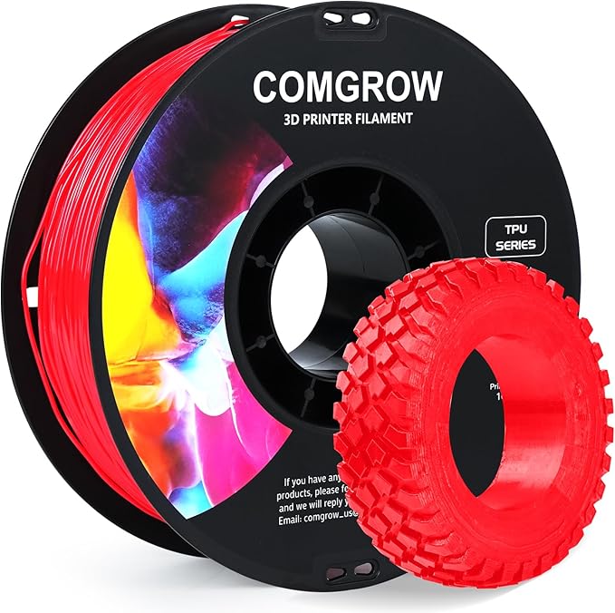 Comgrow TPU Filament 1.75, 3D Printing Filament, Flexible 3D Printer Filament, 95A Soft 3D Printing Filament fit Most 3D Printers Dimensional Accuracy +/- 0.02mm Filament TPU Red 1kg (2.2lbs) by Comgrow