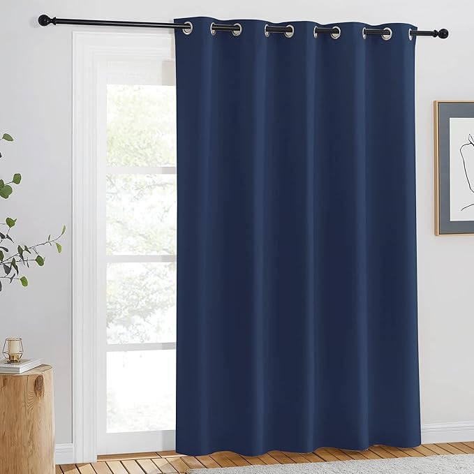 NICETOWN Blackout Navy Curtain Drape for Windows 84" Long - Room Darkening Energy Saving Thermal Insulated Solid Grommet Window Treatment for Living Room (Navy, 1 Panel, 66 by 84-Inch) by NICETOWN