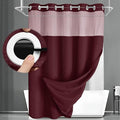 No Hook Shower Curtain and Liner Set,Burgundy Hotel Waffle Shower Curtain with Liner 75" L x 72" W by Unknown