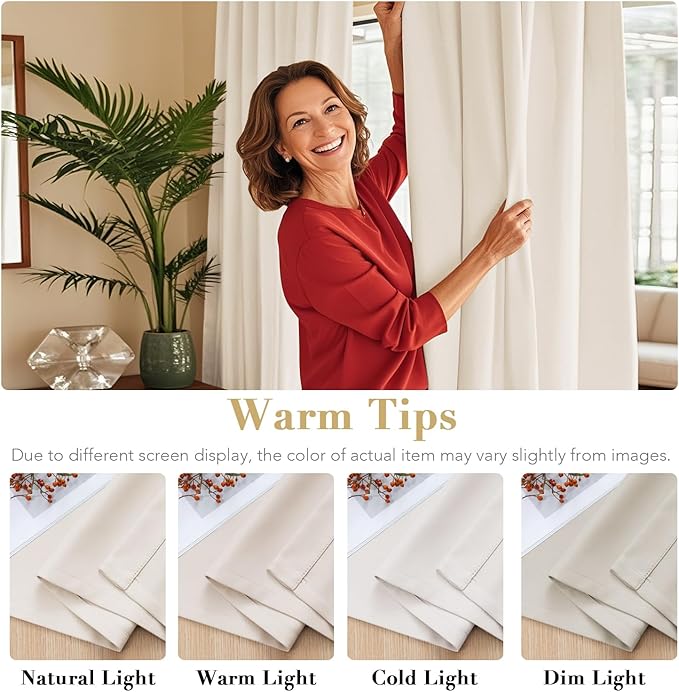 H.VERSAILTEX Blackout Curtains Thermal Insulated Window Treatment Panels Room Darkening Blackout Drapes for Living Room Back Tab/Rod Pocket Bedroom Draperies (2 Panels, Natural, 42 x 84 Inch) - Image 3