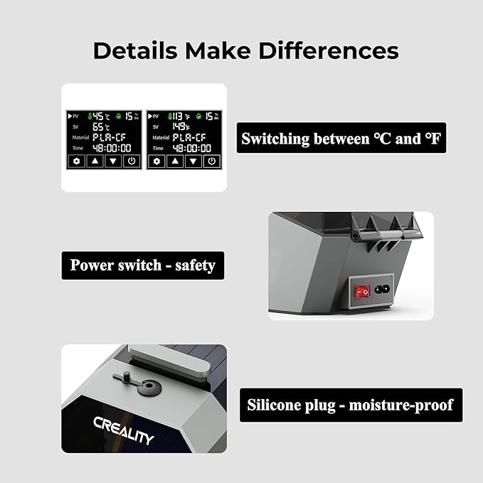 Creality Space Pi 3D Printer Filament Dryer, 3D Filament Storages for Keeping Filament Dry, Filament Dehydrator Compatible with 1.75mm, 2.85mm Filament & PLA PETG TPU ABS - Image 7