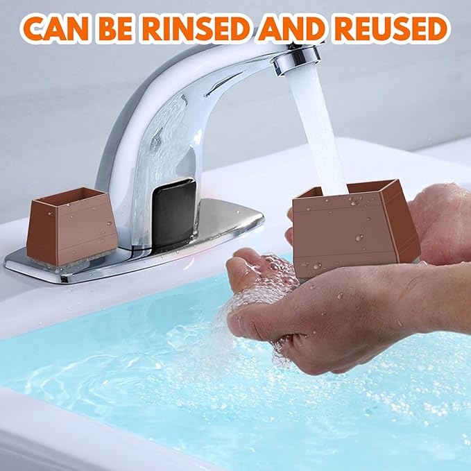 Rectangle Chair Leg Protectors for Hardwood Floors,16 PCS Silicone Covers to Protect Wood Tile Floors Felt Pads Furniture Leg Caps Reduce Noise. Easy to Move.(Brown,1 x 1.25 Inch,Rectangle) - Image 5