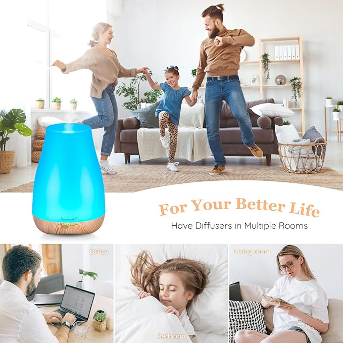 Aromatherapy Essential Oil Diffuser for Room: Air Humidifier Aroma Scent Cool Mist Diffusers Colorful Light Cute Mini Small Waterless Auto Off Ultrasonic for Home Bedroom - Image 2