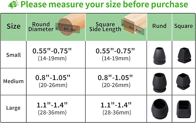 16PCS Extra Small Chair Leg Floor Protectors, Chair Leg Protector for Hardwood Floors, Metal Bar Stool Floor Protectors Chair Leg Caps, Round Felt Furniture Pads Chair Sliders(Black,Fit 0.55"-0.75") - Image 2