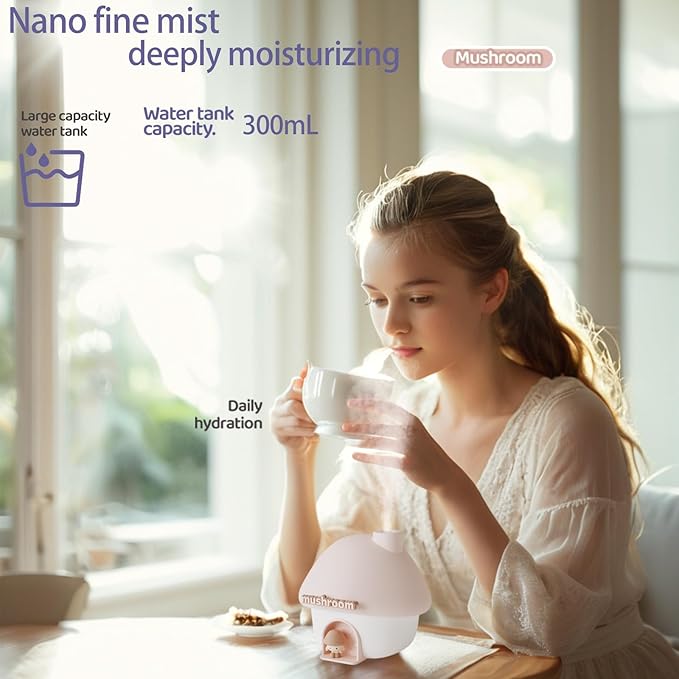 Ultrasonic Humidifiers for Bedroom and Office,Cold fog humidifier with sunset light, baby humidifier with night light,Portable Humidifier, two spray modes and ambient ligh - Image 2