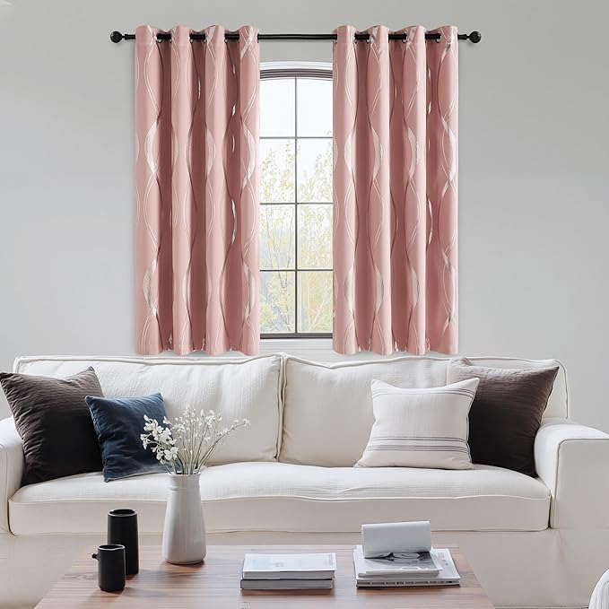 NICETOWN 100% Blackout Pink Curtains for Bedroom and Living Room, Easy Care Solid Thermal Insulated Grommet Panels and Drapes for Bedroom Decoration, 52" x 72", 2 Panels - Image 4