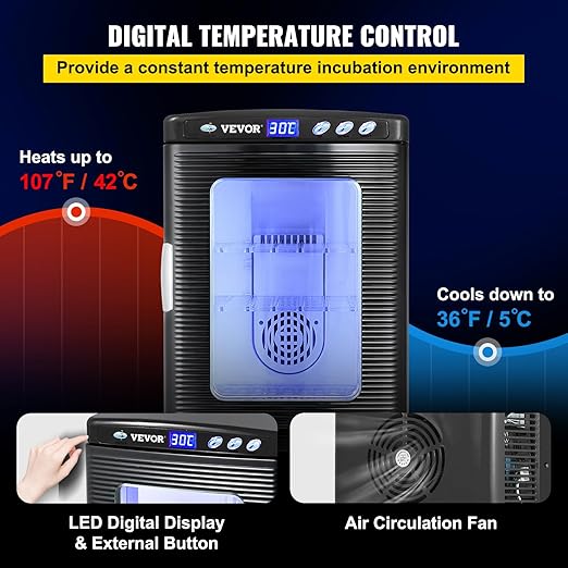 Happybuy Black Reptile Incubator 25L Scientific Lab Incubator Digital Incubator Cooling and Heating 5-42°C Reptile Egg Incubator 12V/110V Work for Small Reptiles - Image 3