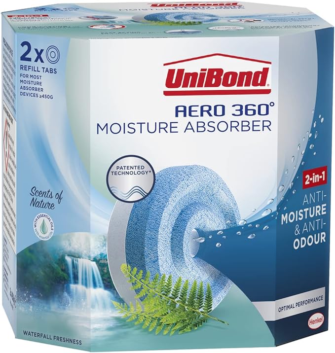 UniBond AERO 360° Moisture Absorber Waterfall Freshness Refill Tab, Aromatherapy, Ultra-Absorbent and Odour-Neutralising, for AERO 360° Dehumidifier, Condensation Absorbers, Twin Pack (2 x 450g) - Image 2