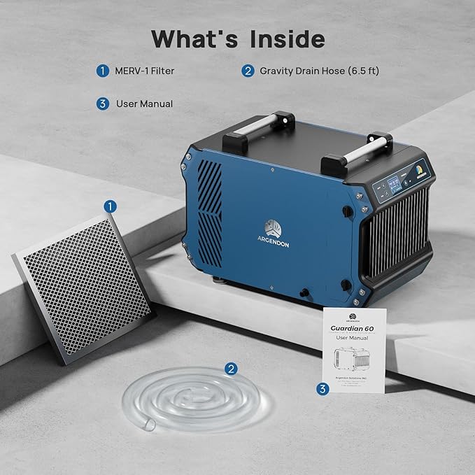 ARGENDON Commercial Dehumidifier for Crawlspace, 145 Pints Dehumidifiers with Drain Hose, Industrial Dehumifier for Basement, Industrial, Job Sites, cETL, 5-Year Limited Warranty - Image 7