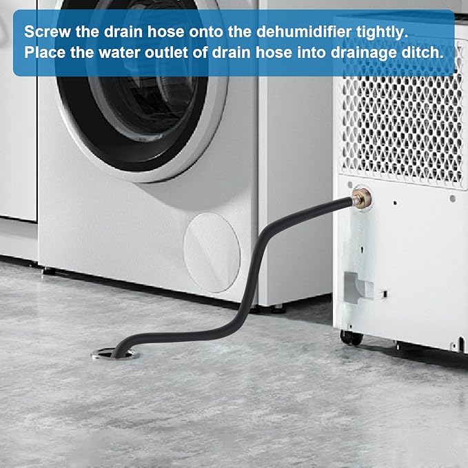 Succulentlovers 6Ft Dehumidifier Drain Hose - 3/4" FHT Dehumidifier Hose with Premium Brass Connectors Thickened Rubber Drain Hose for Most of Dehumidifiers - Image 5