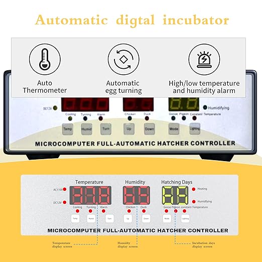 Egg Incubator ，Farm Egg Incubator with Automatic Egg Turning and Humidity Control，Industrial Brooding Machine Chicken Incubator ，Suitable for Chicken Duck Goose Quail Parrot Bird Eggs - Image 3